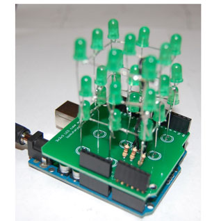 3x3x3 LED Cube Arduino Shield - Green