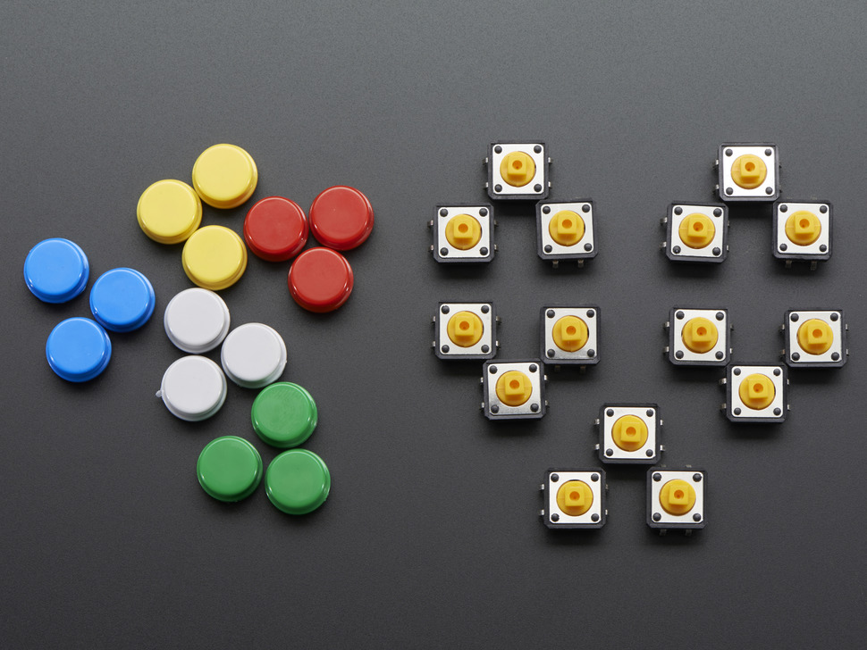 Colorful Round Tactile Button Switch Assortment - 15 pack - Click Image to Close