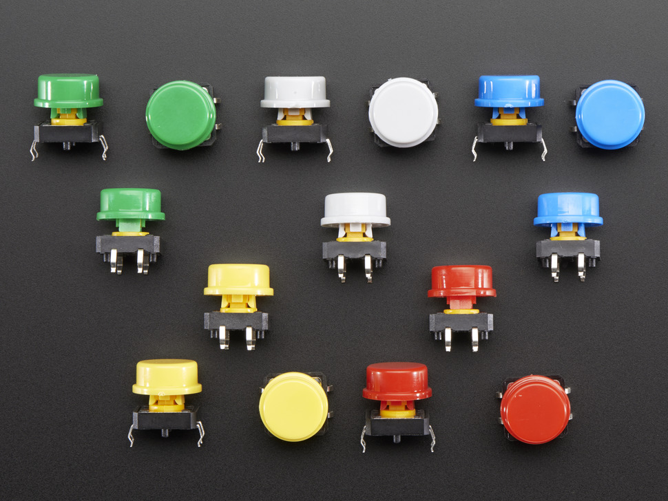 Colorful Round Tactile Button Switch Assortment - 15 pack - Click Image to Close