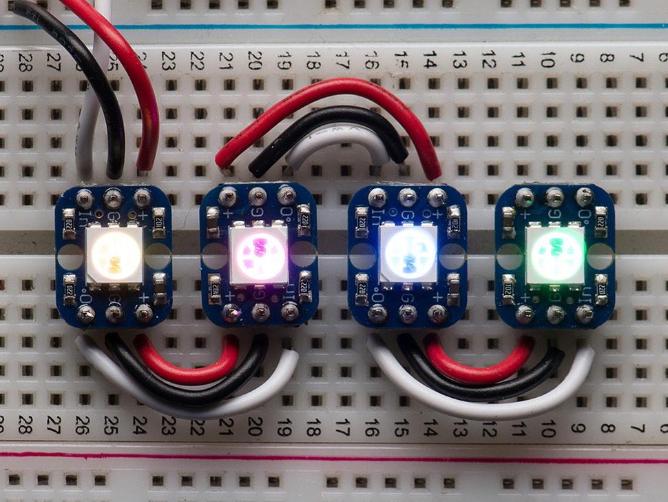 Breadboard-friendly RGB Smart NeoPixel - Pack of 5 - Click Image to Close