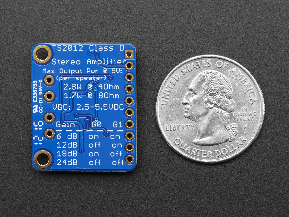 Stereo 2.1W Class D Audio Amplifier - TPA2012 - Click Image to Close