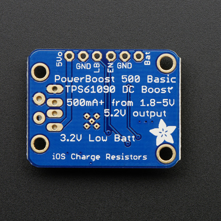 PowerBoost 500 Basic - 5V USB Boost @ 500mA from 1.8V+ - Click Image to Close