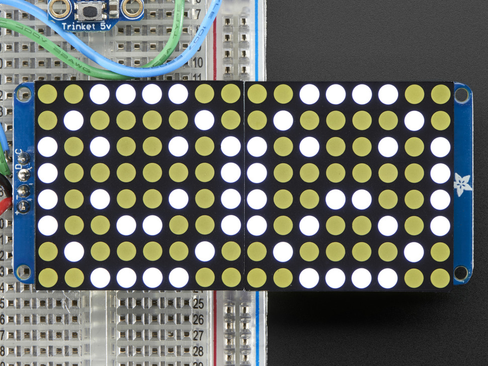 16x8 1.2" LED Matrix + Backpack - Ultra Bright Round White LEDs - Click Image to Close
