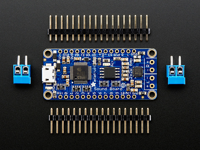 Adafruit Audio FX Sound Board + 2x2W Amp - WAV/OGG Trigger -16MB - Click Image to Close