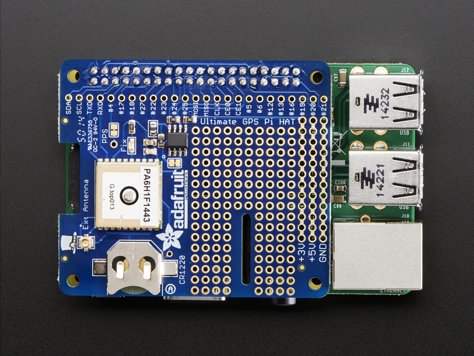 Adafruit Ultimate GPS HAT for Raspberry Pi A+/B+/Pi 2/3/Pi 4 - Click Image to Close