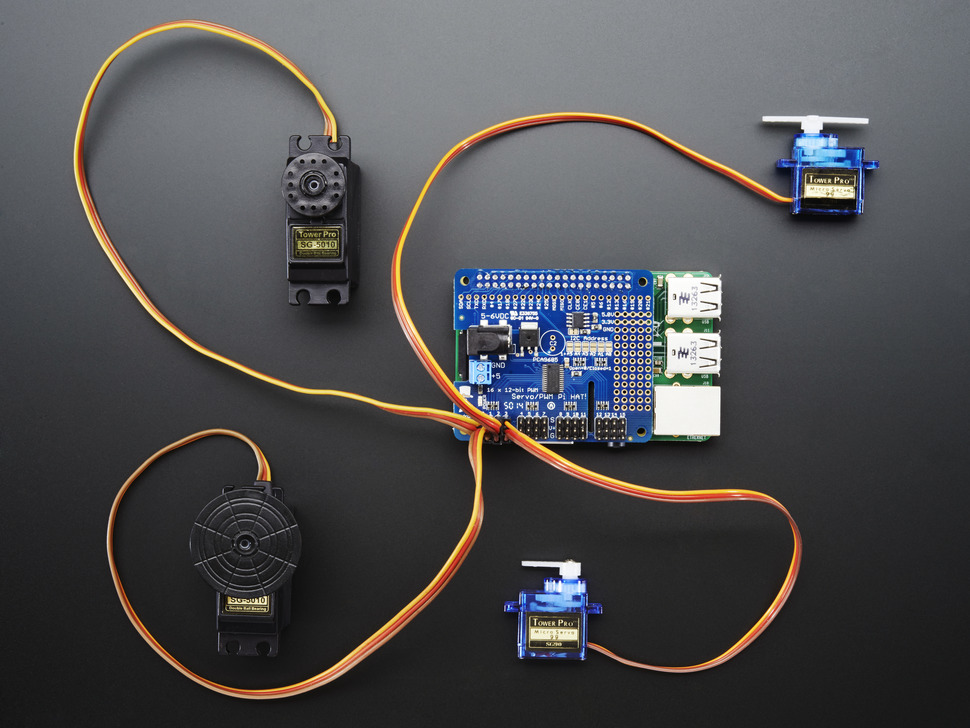 Adafruit 16-Channel PWM / Servo HAT for Raspberry Pi - Mini Kit - Click Image to Close