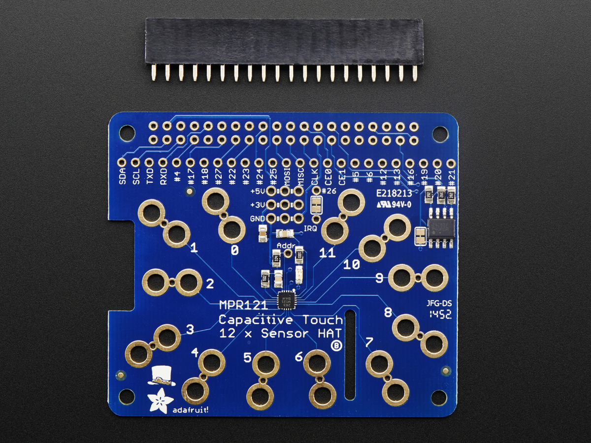 Adafruit Capacitive Touch HAT for Rasp. Pi - Mini Kit - MPR121 - Click Image to Close