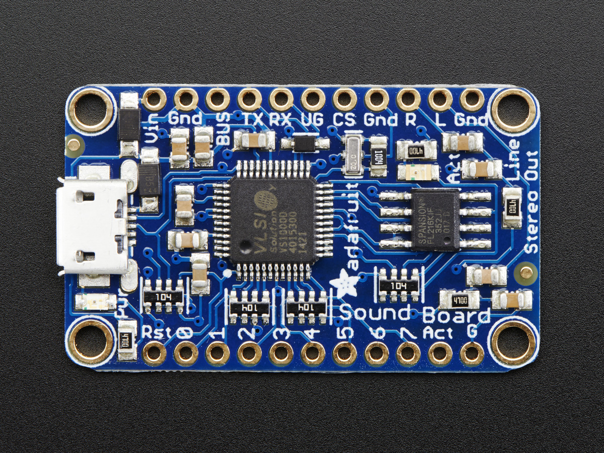Adafruit Audio FX Mini Sound Board - WAV/OGG Trigger - 2MB Flash - Click Image to Close