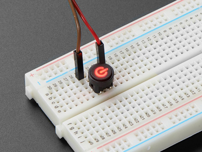 Mini Illuminated Momentary Pushbutton - Red Power Symbol - Click Image to Close