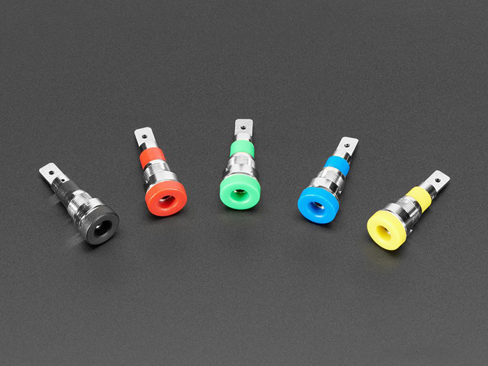 Panel-Mount Banana Jacks 4mm - Pack of 5 Multi-Color - Click Image to Close