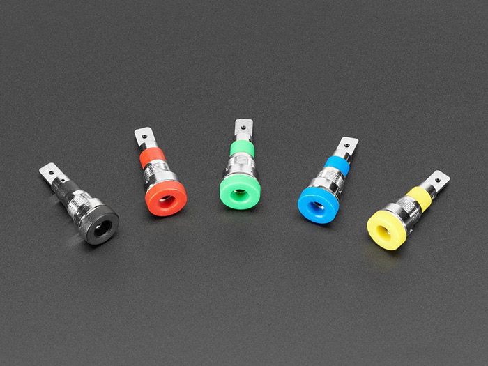 Panel-Mount Banana Jacks 4mm - Pack of 5 Multi-Color - Click Image to Close