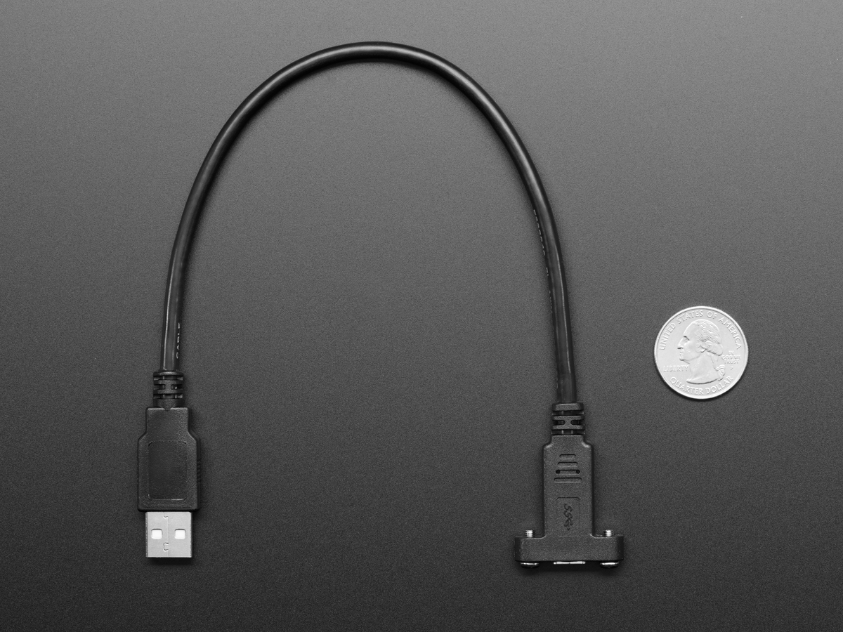 Panel Mount Cable USB C to Type A - 30cm - Click Image to Close
