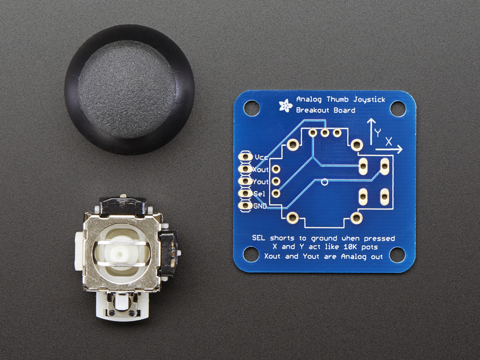 Analog 2-axis Thumb Joystick with Select Button + Breakout Board - Click Image to Close