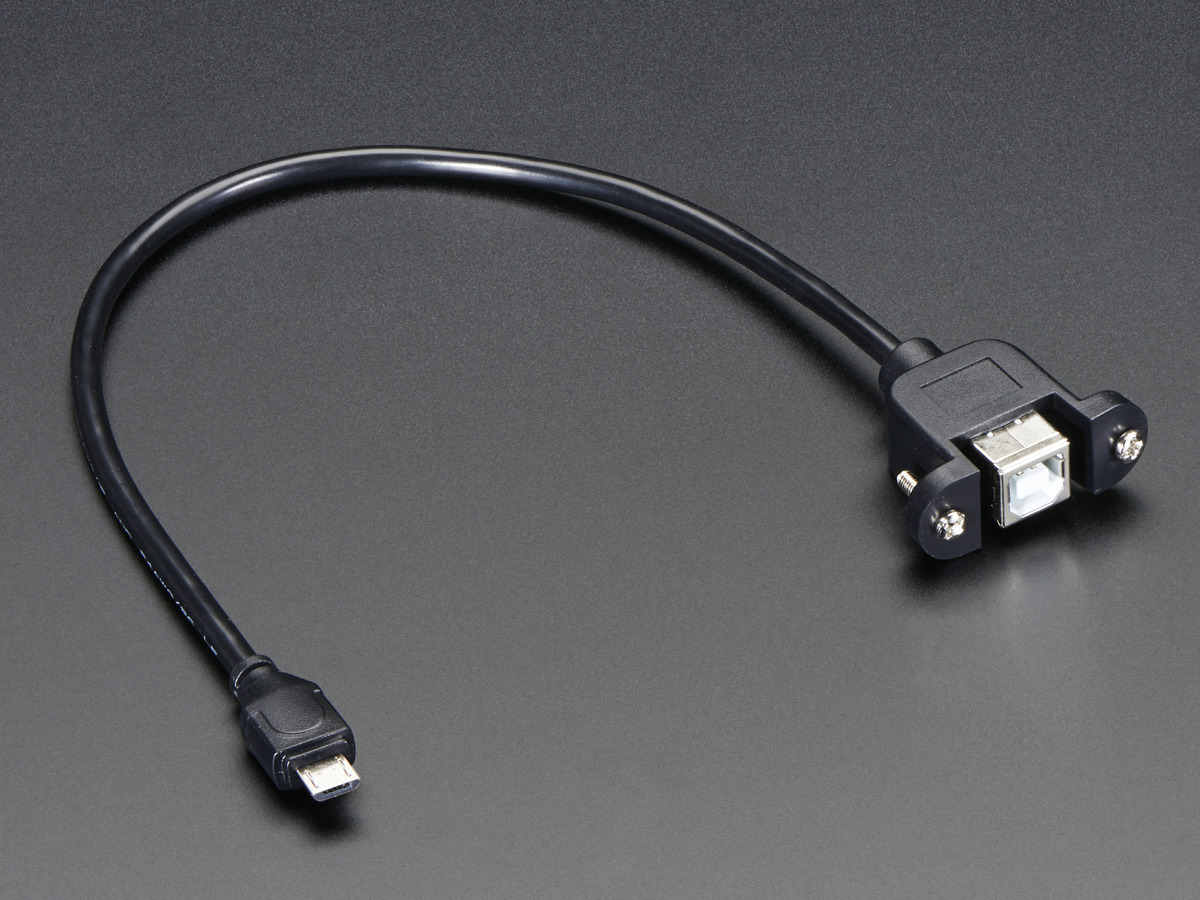 Panel Mount USB Cable - B Female to Micro-B Male - Click Image to Close
