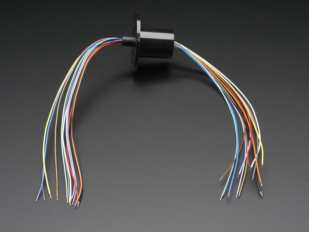 Slip Ring with Flange - 22mm diameter, 12 wires, max 240V @ 2A - Click Image to Close