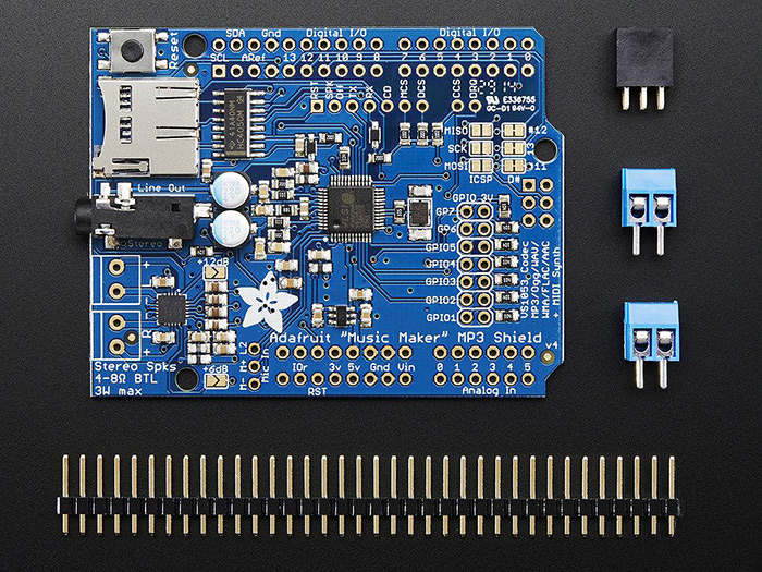 Adafruit "Music Maker" MP3 Shield for Arduino w/3W Stereo Amp - Click Image to Close