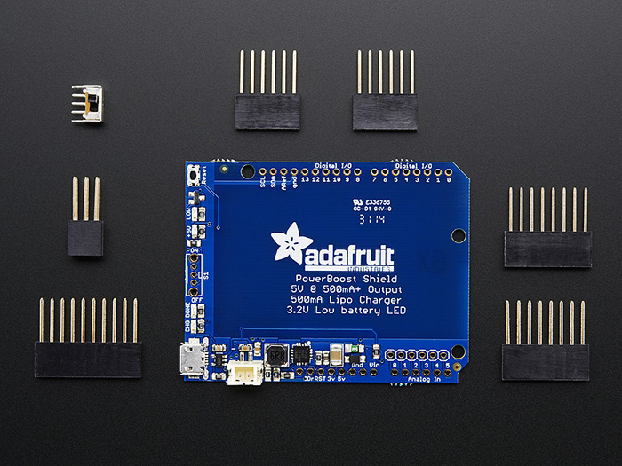 Adafruit PowerBoost 500 Shield Rechargeable 5V Power Shield - Click Image to Close