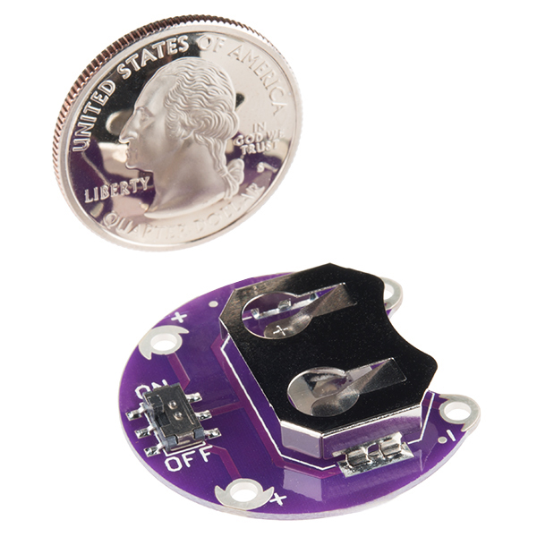 LilyPad Coin Cell Battery Holder - Switched - 20mm - Click Image to Close