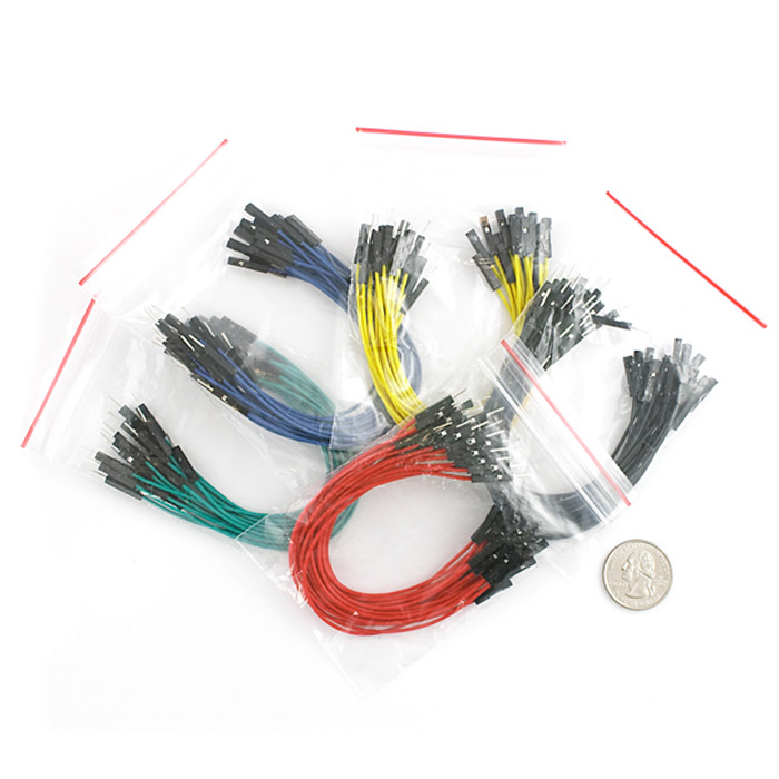 Jumper Wires Premium 6" M/F Pack of 100 - Click Image to Close