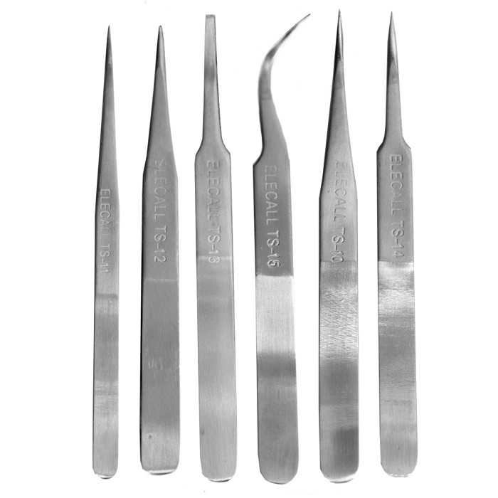 6 Pack of Stainless Steel Tweezers - Click Image to Close