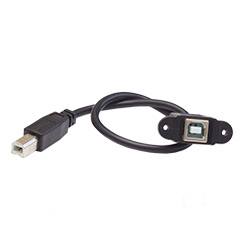 Panel Mount USB Cable - Type B Female Panel Mount to Type B Male